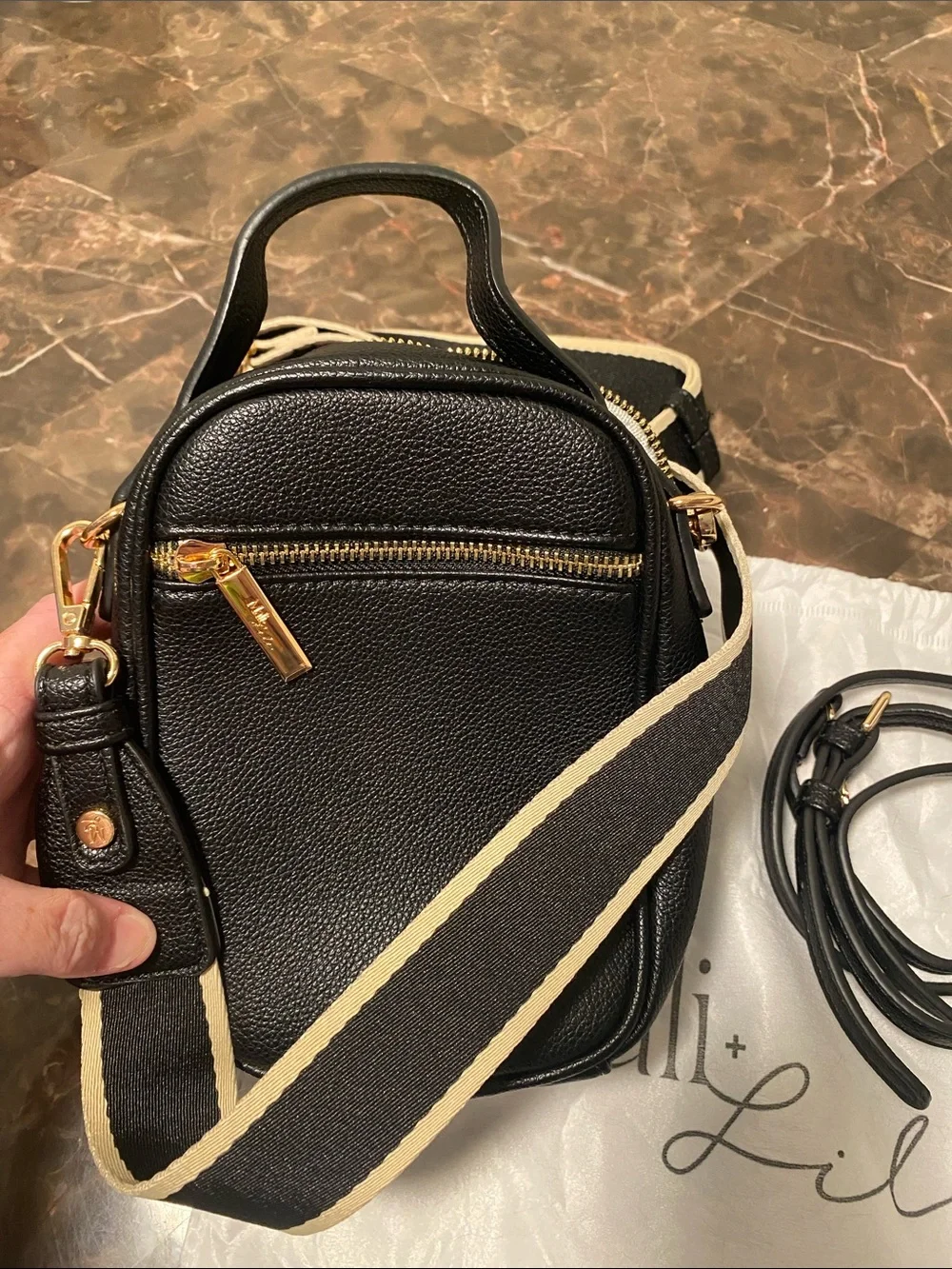 Mali + Lili Black Leather Crossbody Bag